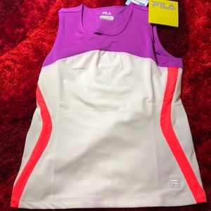 Girl's Fila Center Court Tank Top Shirt, White, M.